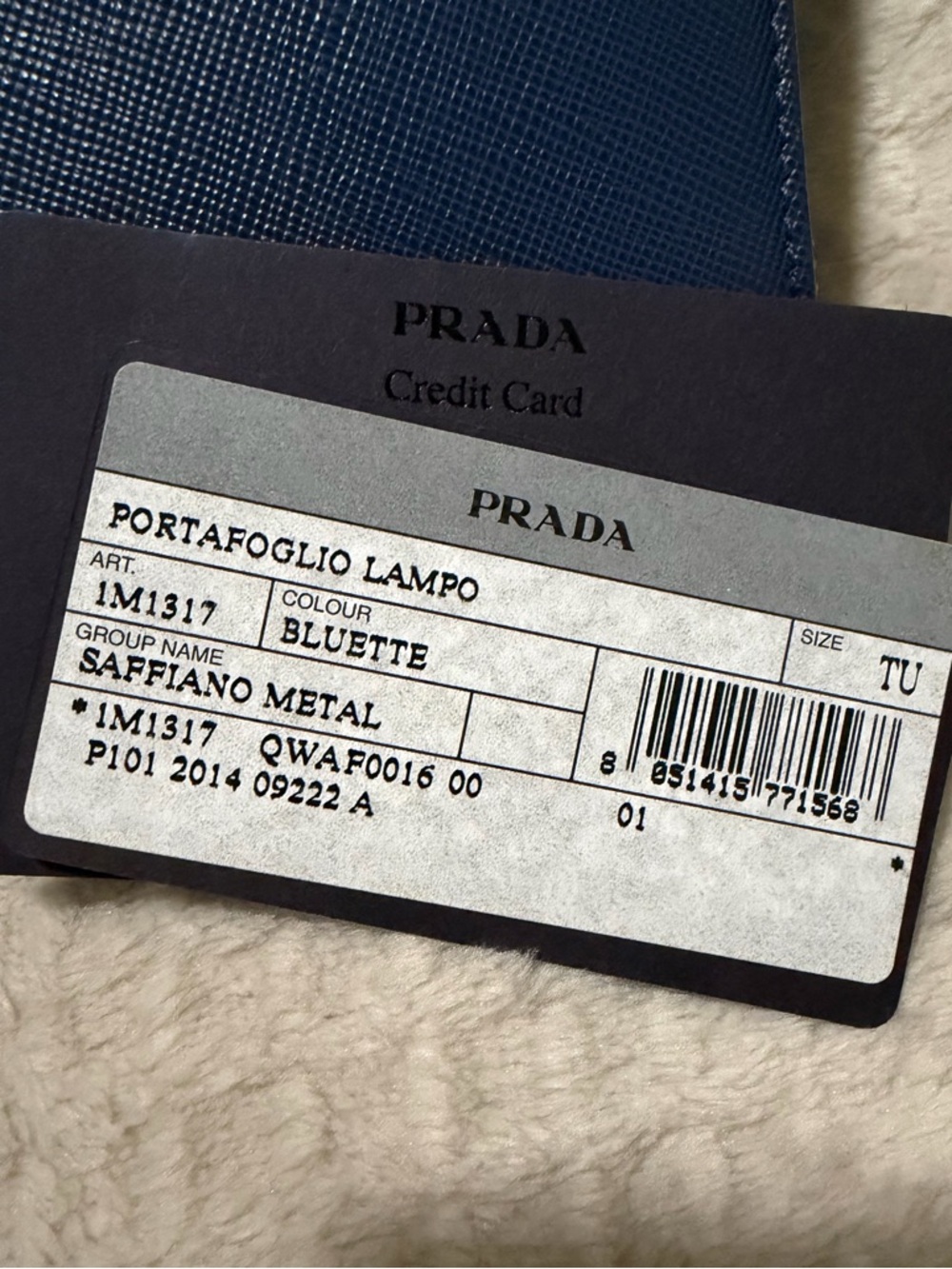 Prada Saffiano Continental Wallet in Bluette Navy - Picture 2 of 7